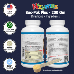 Nzymes Bac-Pak Plus 200 Gm - Probiotic and Digestive Enzymes Blend for Dogs