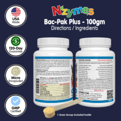 Nzymes Bac-Pak Plus 100 Gm - Probiotic and Digestive Enzymes Blend
