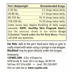 BlackLeaf Tincture for Pets Directions